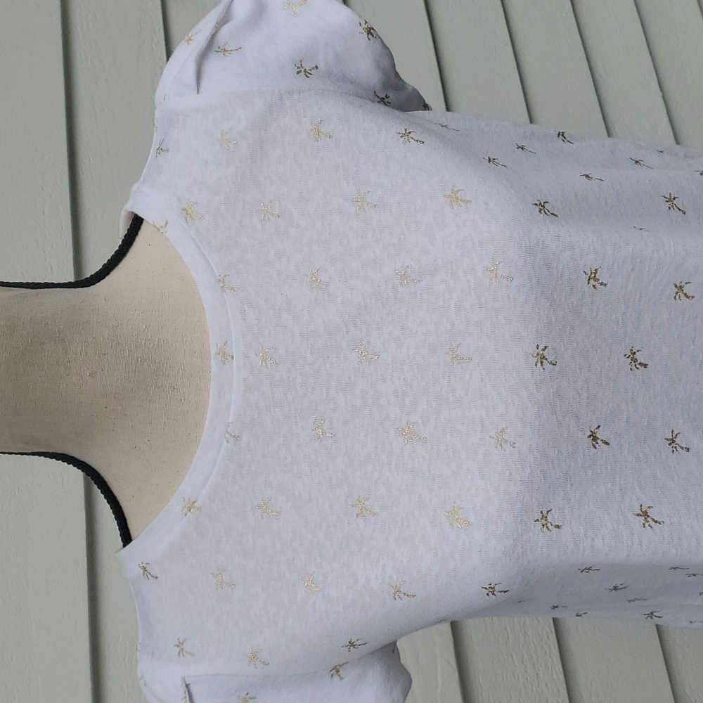 Loft Flutter Sleeve Metallic Palm Tree Print Shirt - image 2